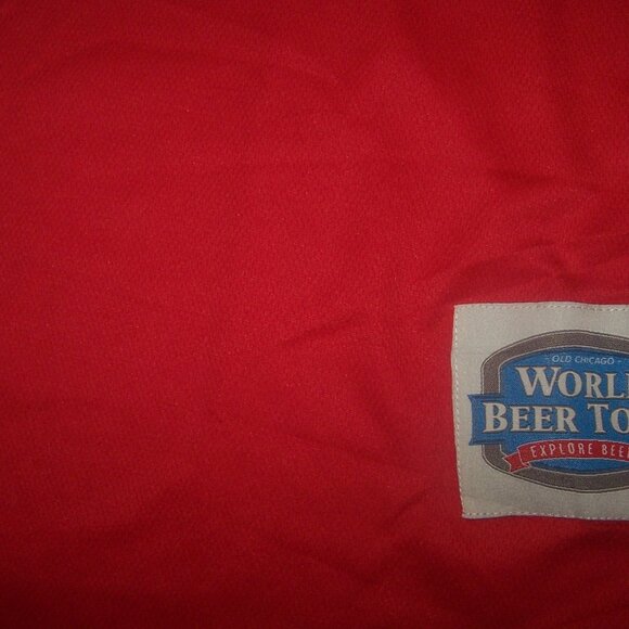 Old Chicago World Beer Tour #76 V-Neck Red Baseball Jersey XXL Polyester Shirt - Picture 3 of 5